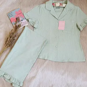 Pistachio Ruffled Cotton PJs