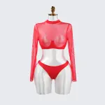Mesh Crop Top Stockings Set