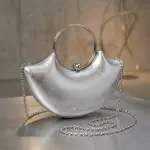 Silver Crescent Bag with Circular Handle VS-51