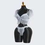 Vintage Polka Dot Light Blue Lace Bra & Panty Sets
