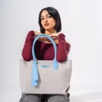 Tote Bag with Contrast Handle - BLUE