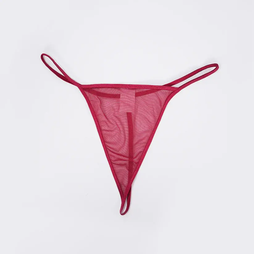 Red Sheer Mesh Lingerie Bra Panty Dress Set