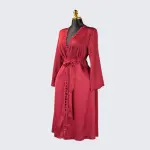 Long Sleeve Satin Lace Robe
