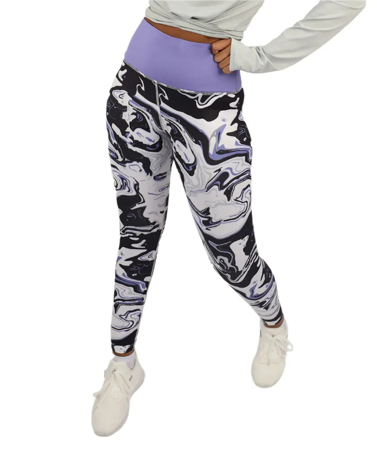 Blooming High Waist Purple Leggings