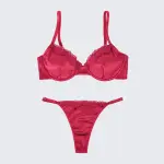 Red Lace Trim Comfort Bra Panty Set