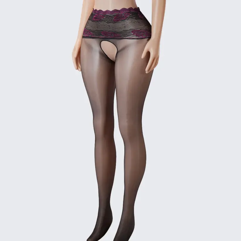 Lace Scented Ultra-Thin See-Through Open-Crotch Pantyhose