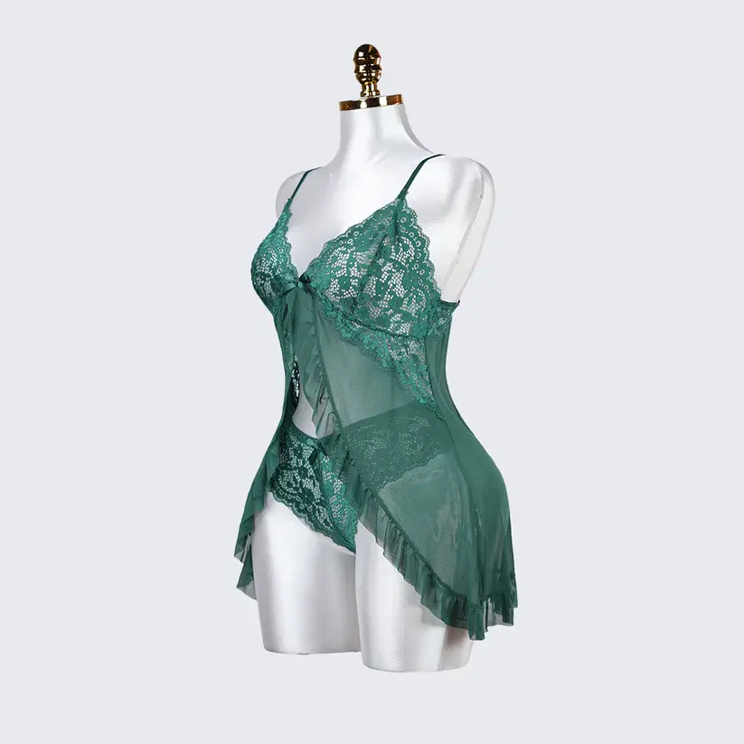 Green Full-body Lace Top Panty Set
