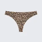Seamless Ice Silk Low Rise Leopard Cotton Crotch Thong Panty