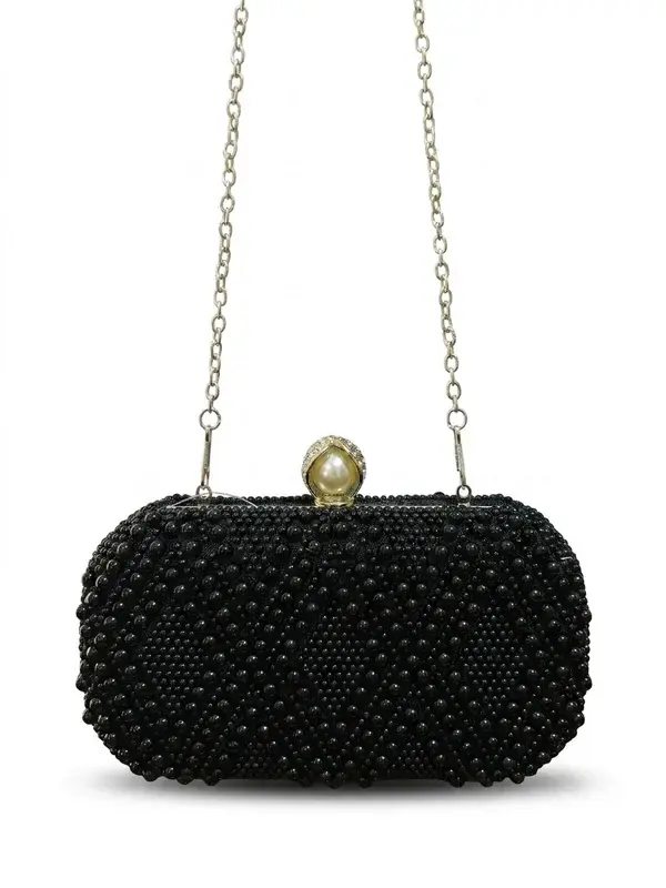 Pearl-Embellished Evening Bag with Geometric Diamond Pattern VS-70