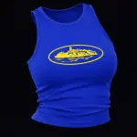 Blue in yellow cortiez top