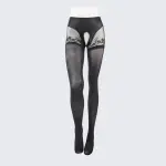 High Waist Lace Pantyhose Seamless Glossy 5D Ultra-Thin Crotchless Lingerie