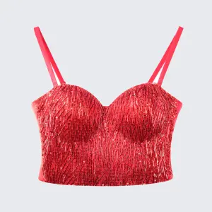 Glint Sequin & Bead-Embellished Camisole Corset Top
