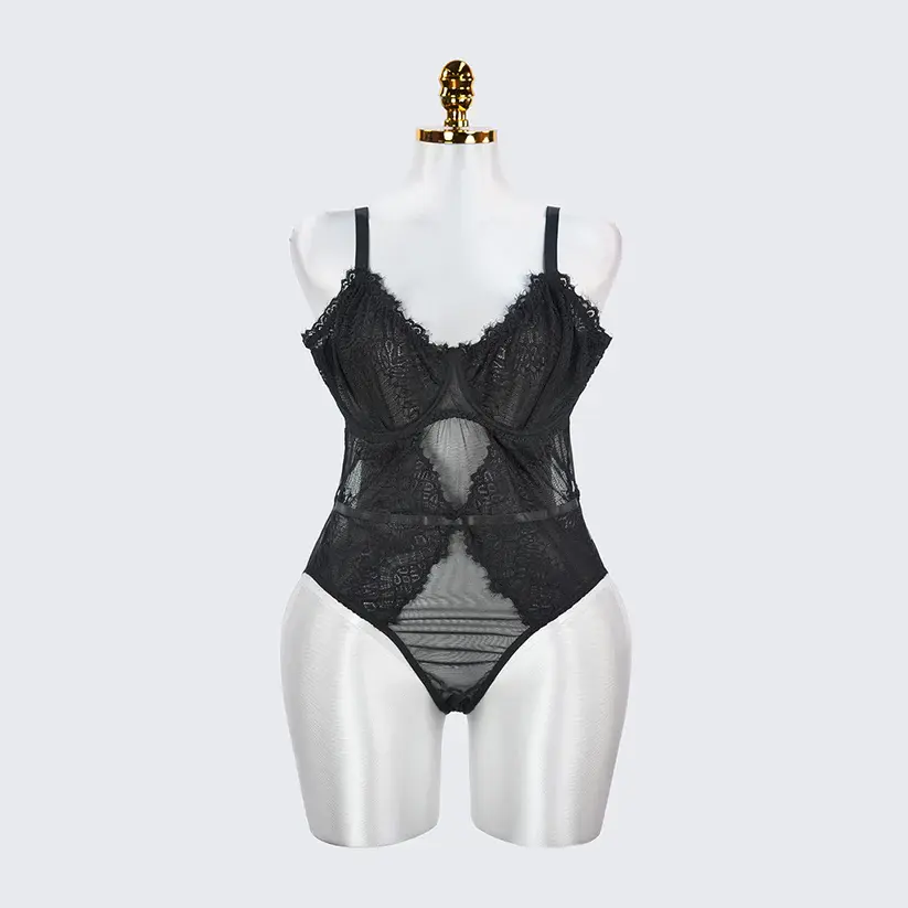 Plus Size Sexy Sheer Tummy Shaper Slimming Bodysuit