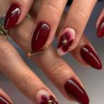 10pcs medium almond-shaped red nails