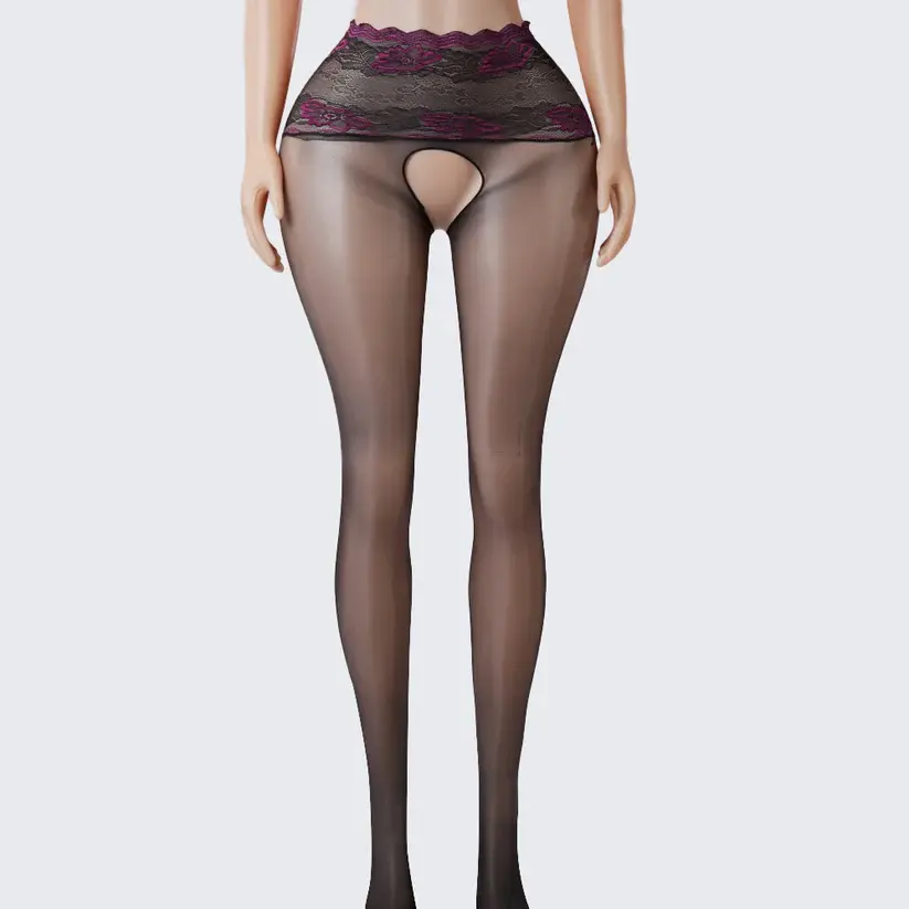 Lace Scented Ultra-Thin See-Through Open-Crotch Pantyhose