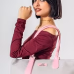 Tote Bag with Contrast Handle - PINK