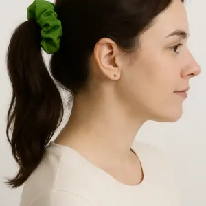 SilkGlow Satin Scrunchie – Green