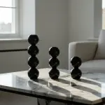 Black Gloss Orb Vases Set