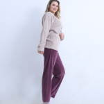 Soft Velvet Pajama Set – Cozy “Good Night” Embroidered Loungewear