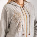 Soft Grey Velvet Winter Tracksuit with Gold Embroidery – 💫 Feel the warmth, shine in gold!