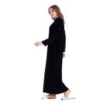 Black Embroidered Velvet Cotton Abaya – Soft Winter Loungewear