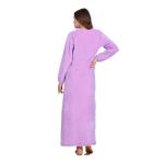 Mauve Velvet Cotton Abaya with White Embroidery – Winter Edition