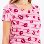 Pink Kisses Nightgown Short Sleeve, Relaxed Fit