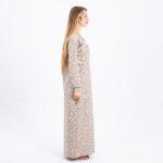 Ribbed Nightgown with Floral Print – Elegant & Soft