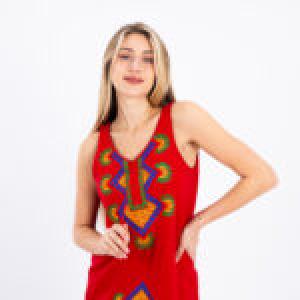 Women’s Sleeveless Embroidered Cotton Nightgown