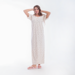 Embroidered cotton summer nightgown – long, wide sleeve design for comfort and ventilatio