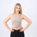 Cotton Ribbed Sleeveless Crop Top – Casual Fitted Tank for Women