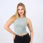 Cotton Ribbed Sleeveless Crop Top – Casual Fitted Tank for Women