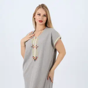 Embroidered Butterfly Sleeve Nightgown | Timeless Cotton Elegance