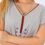 Women’s Cotton V-Neck Nightgown with Delicate Embroidery – Soft and Comfortable