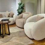 brown round sofa