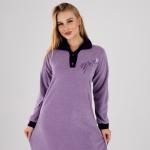 Women’s Soft Velvet Long Night Dress – Lavender Purple