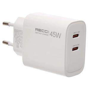 Recci Charger with Dual USB-C Ports 45W Gan EU Plug – RC101E