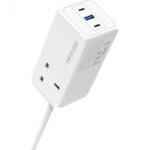 Recci RC48U Wall Charger, 3 Ports, 65W - White