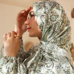 GREEN AURORA PRINT CLASSIC SATIN ISDAL