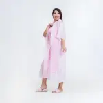 Satin Robe with Long Cotton Nightgown – Sleeveless & Perfect for Summer Comfor