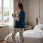 Dark Green & White Printed Winter Pajama Set