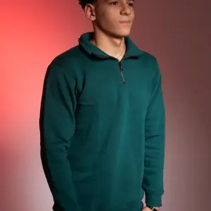 half-zip hoodie dark green