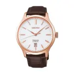 SEIKO Men's Hand Watch PRESAGE Brown Leather Band, White Dial SRPD42J1