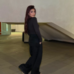 Suede Wide-Leg Pants Black