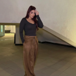 Suede Wide-Leg Pants Brown