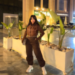 Baggy Jeans with Double Button & X Tie 2B Brown