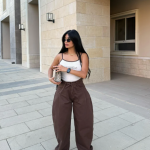 Baggy Tie-waist pants Brown