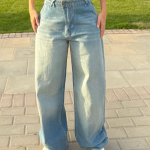 Baggy Jeans with Double Button & X Tie 2B Dirty light