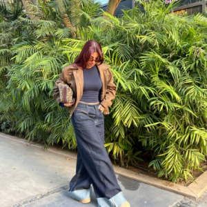 Wide Leg Denim Jeans with Metal Stud Details 2