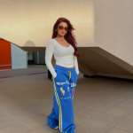 Polo Print Melton Pants Blue X yellow